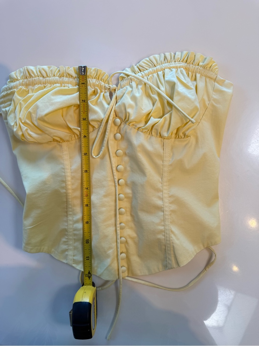 Meshki Pale Yellow Strapless Corset-Style Camisole